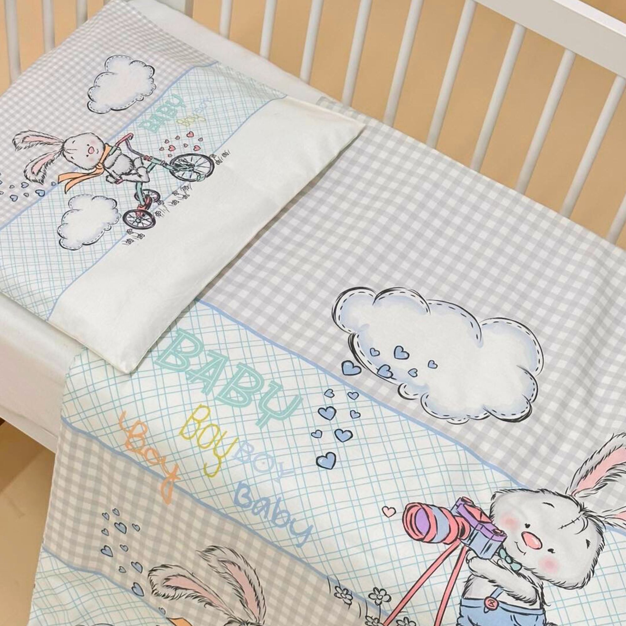 Baby Bedding BLUE BUNNY