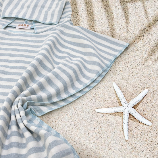 Pončo od muslina plave pruge