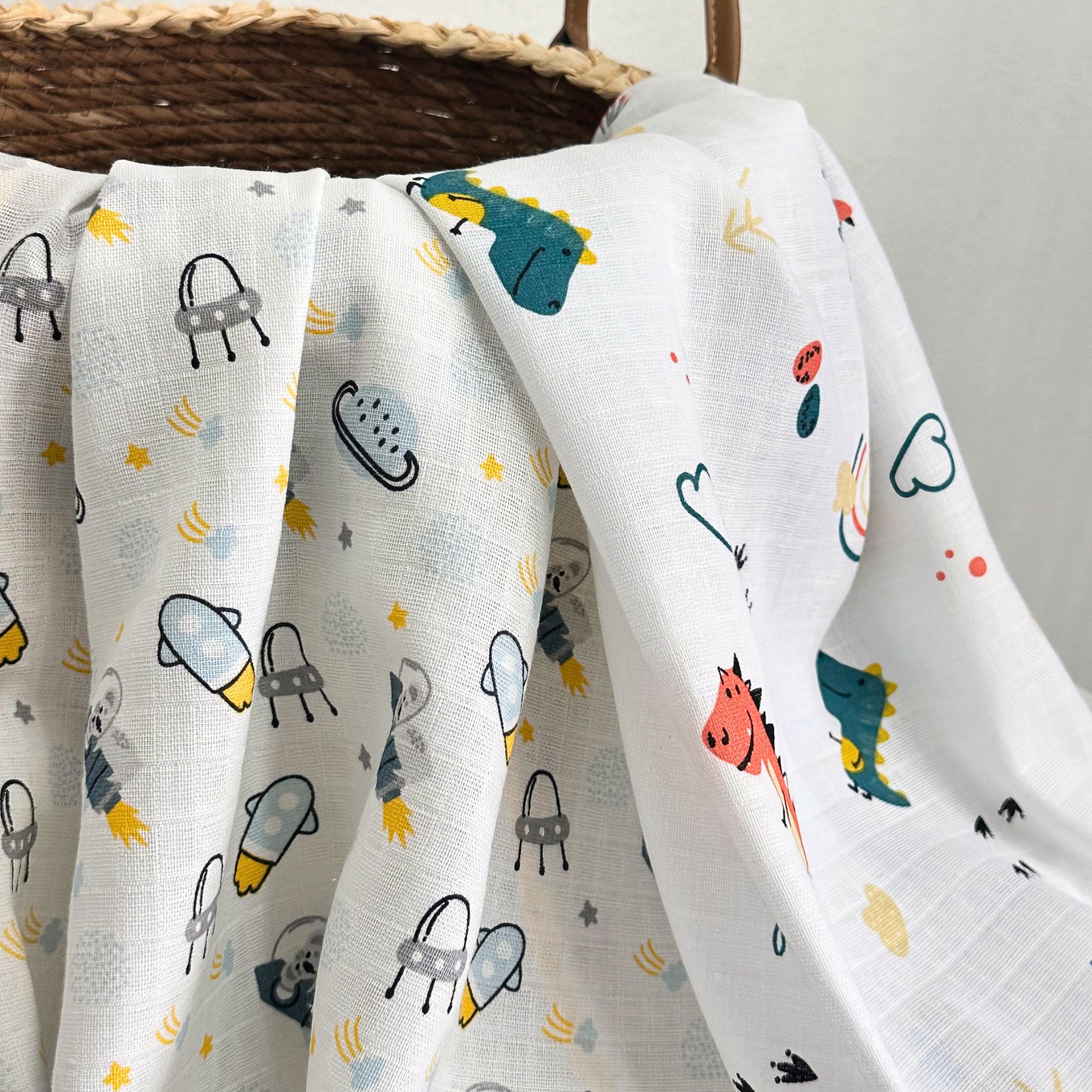 NOVO Pelene od muslina 2/1 dino-astronaut