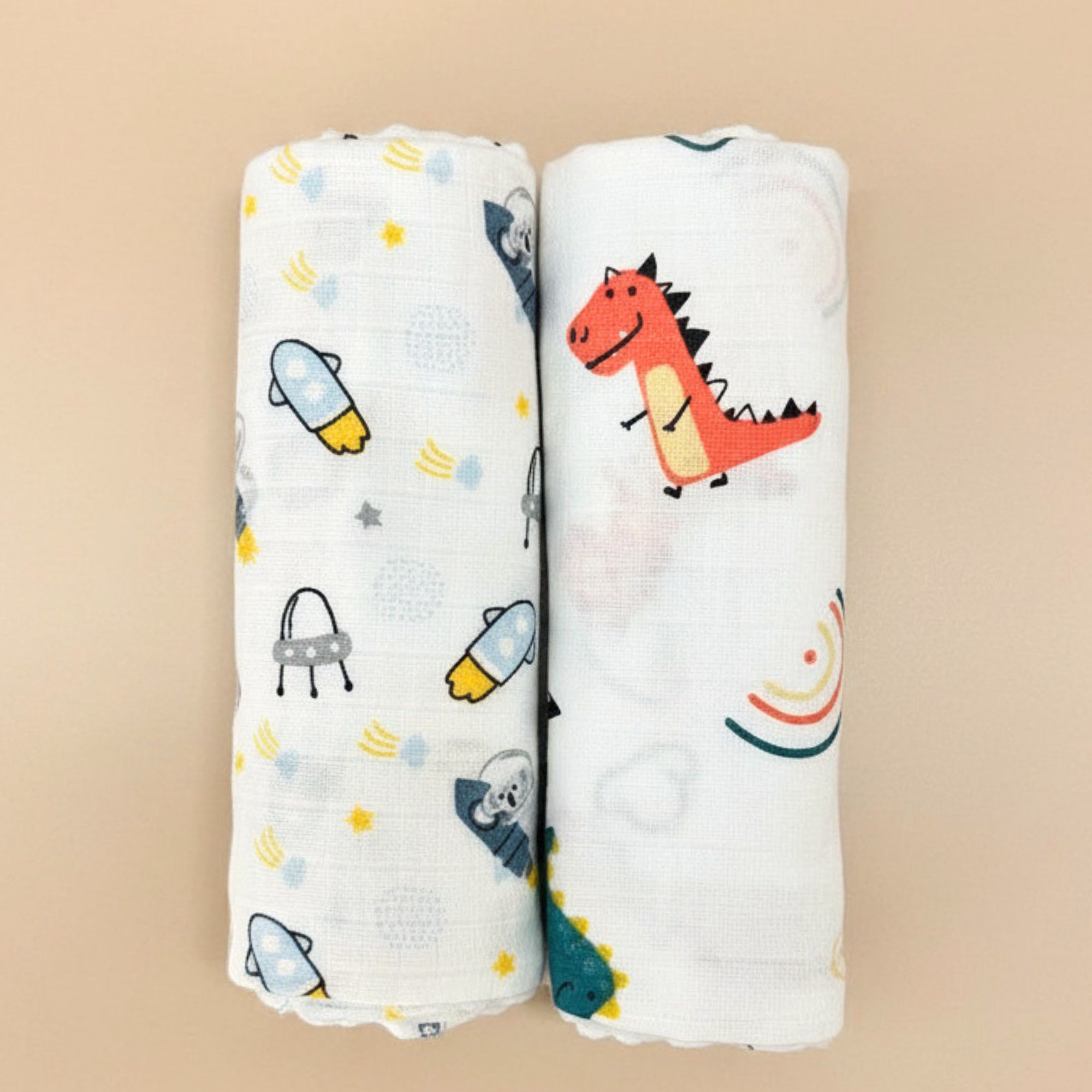 NOVO Pelene od muslina 2/1 dino-astronaut