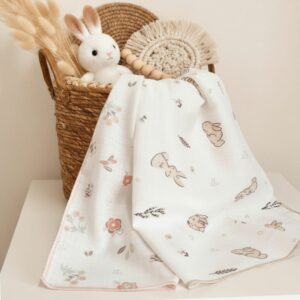 NOVO Pelene od muslina 2/1 cvetići-zeke 02